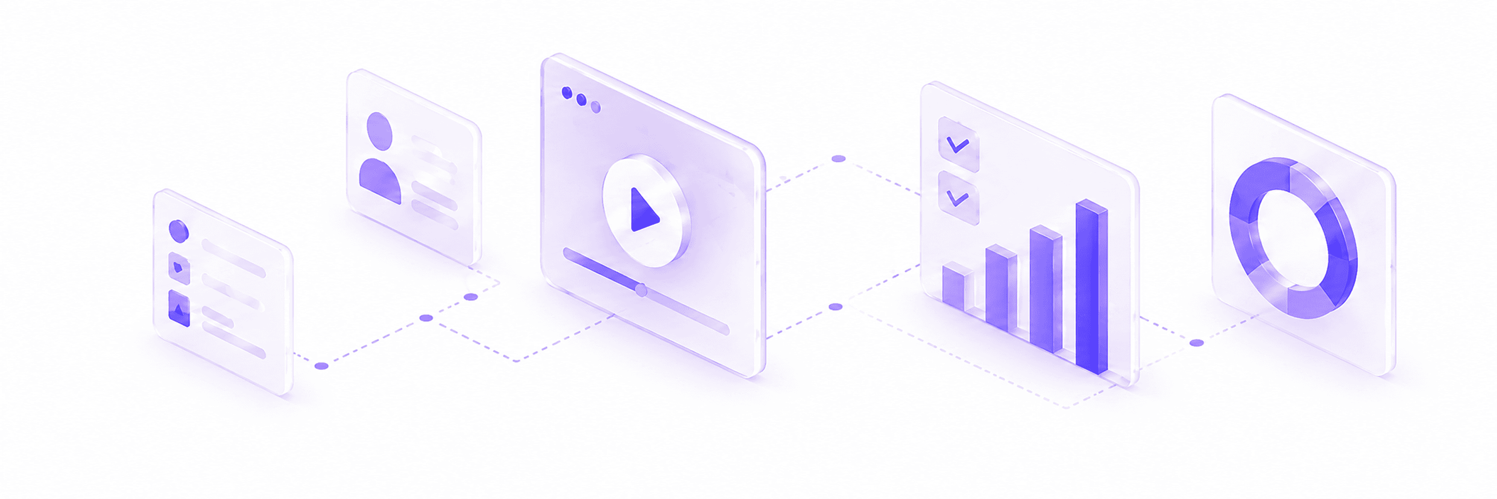 Isometric workflow illustration showing training and capability dashboards